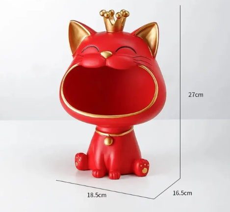 Latterlig Lucky Cat Dekorasjon, Bolle for Godteri og Smykker, Moderne Design | Luvikno