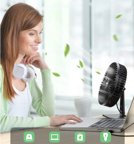 Mira Oscillerende USB Vifte – Stille, Kompakt & 4 Hastigheter for Skrivebord og Natthyller | Luvikno