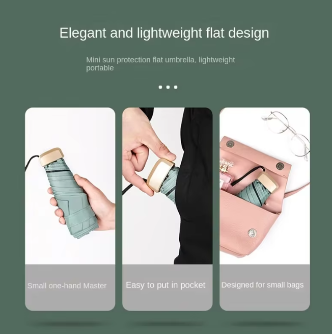 Mini Pocket Paraply UV Beskyttelse Kompakt | Luvikno