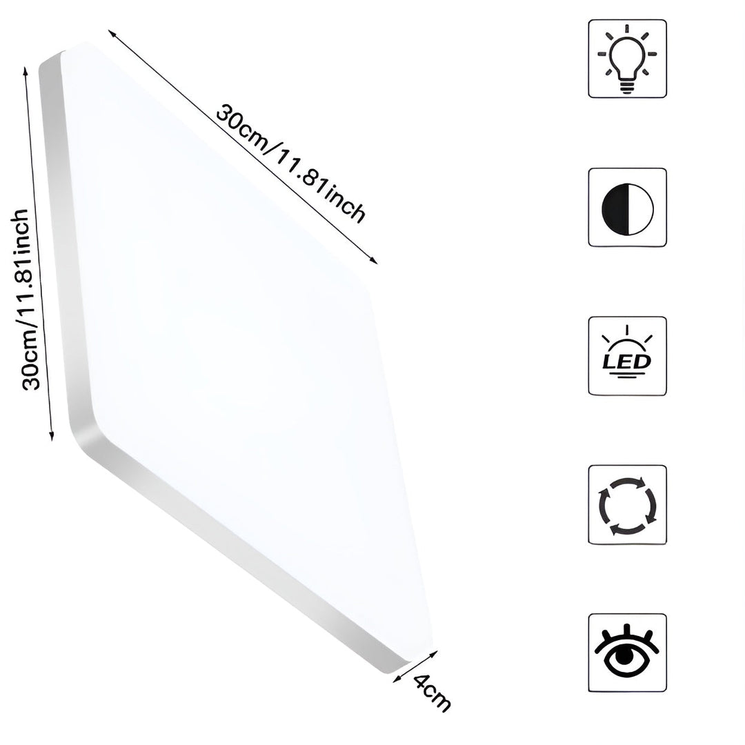 Firkantet LED Taklampe – Jevn, Behagelig Lys | Egnet for Stue & Bad | Luvikno