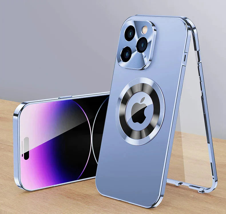 Luvikno | Etui 360° Full Screen Linse Metall Magnetisk Magsafe Deksel Aluminium for iPhone 15 14 13