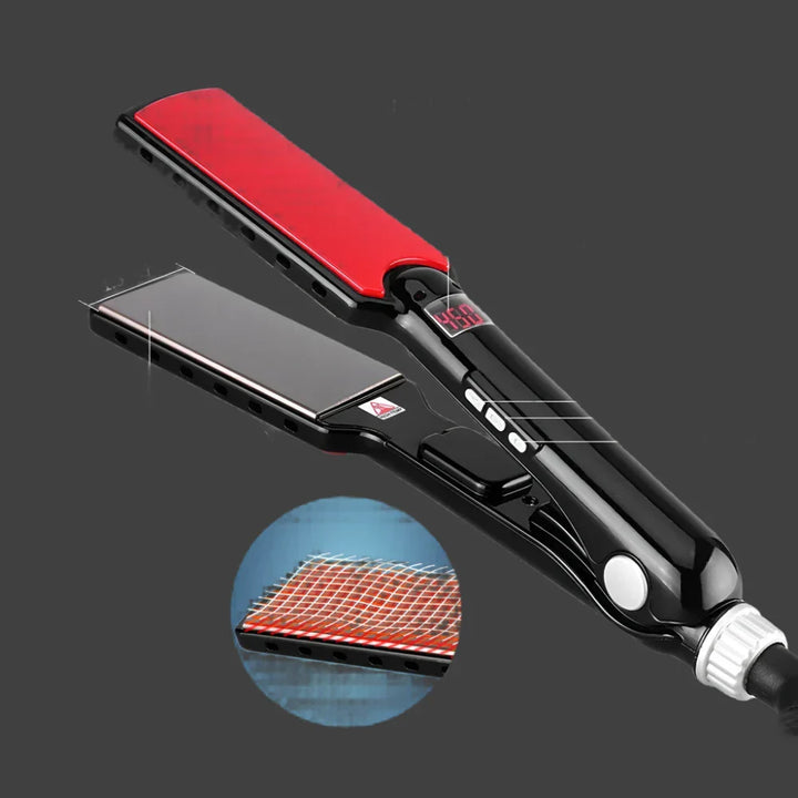 Luvikno | Rettetang TITANEA PRO | Bredde Nano-Titanium plater | 50–249 °C | LED skjerm & Dobbel spenning | 25×4.3×3.5 cm