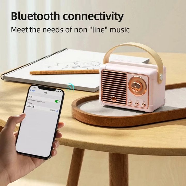 Vintage-style trådløs Bluetooth-høyttaler med subwoofer Luvikno