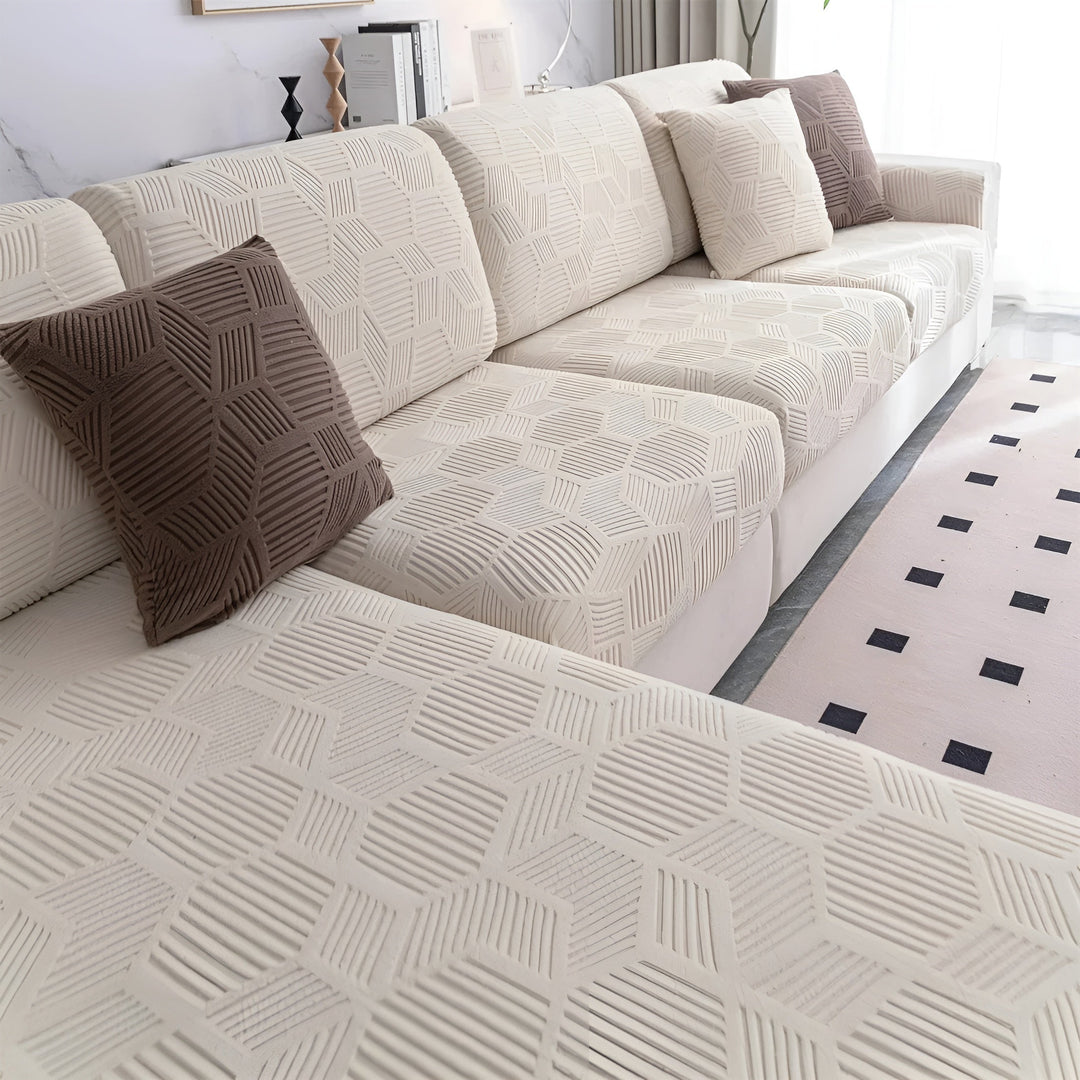 Jacquard Sofa Cover med Geometrisk Mønster – Myk & Katt-vennlig | Perfekt for Beskyttelse og Koselige Oppholdsrom | Luvikno