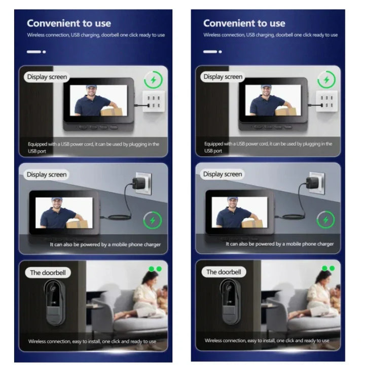 Luvikno | Trådløs video dørklokke med intercom og nattsyn HD – 4,3” IPS-display, vanntett