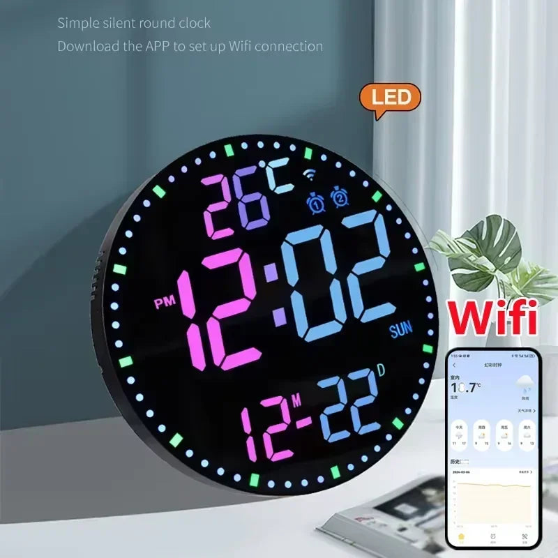 WiFiTime Klokke - Smart LED Veggklokke med Kalender Luvikno