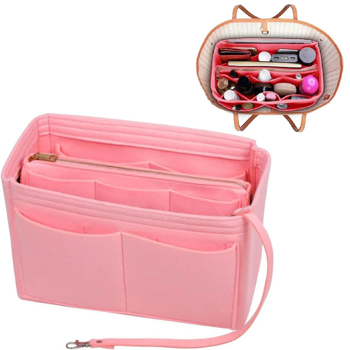 Luvikno | TaschenLuxe Organizer Inlay | Filtinnsats med glidelås | 15 lommer & nøkkelstropp | For håndvesker & shoppingposer