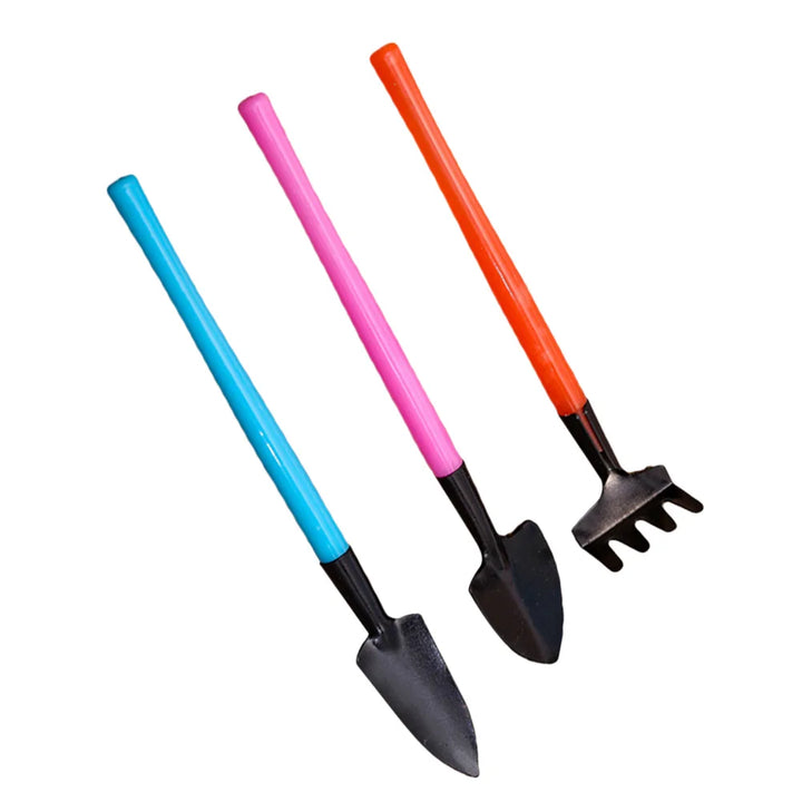Luvikno | Florinita 3-delt Mini Hageredskapssett | Håndspade, Rive & Spade | For Stueplanter & Bonsai | 22 cm Lengde