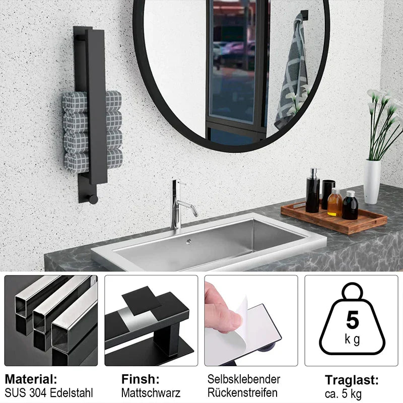 Luvikno | Moderne Selvklebende Håndkleholder - i Sølv og Svart