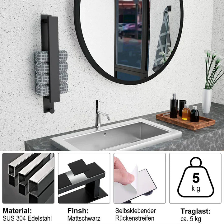Luvikno | Moderne Selvklebende Håndkleholder - i Sølv og Svart