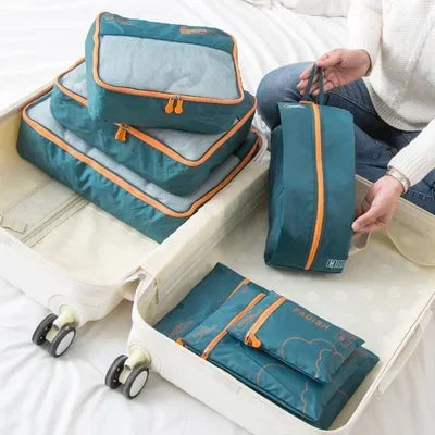 Luvikno | Packavio Reiseorganiser Sett 7-delt | Koffertposer for Klær & Sko | Plassbesparende & Vannavvisende