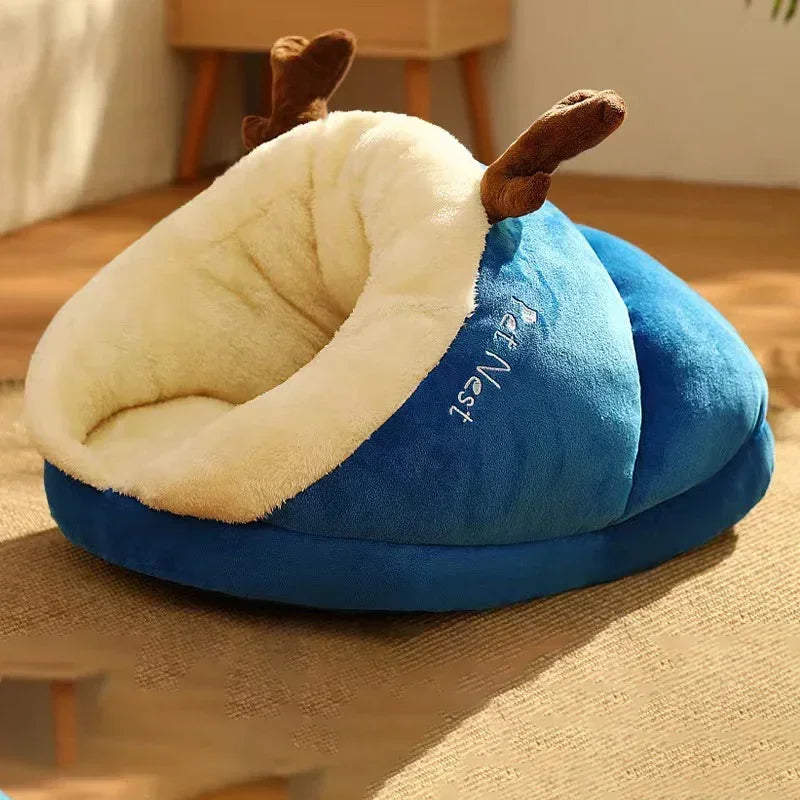 Luvikno | Slippernest - Sammenleggbar Hundeseng i Korall Fleece for Vinterkomfort