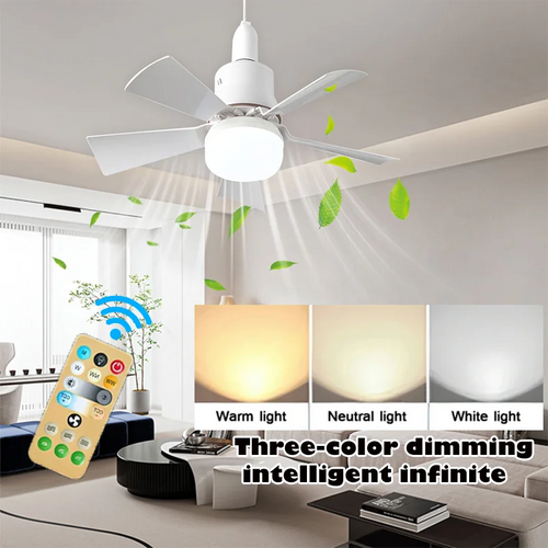 30W E27 Takvifte Lys med Fjernkontroll - LED Dimming Funksjon, Intelligent Stille Vifte for Soverom & Stue | Luvikno