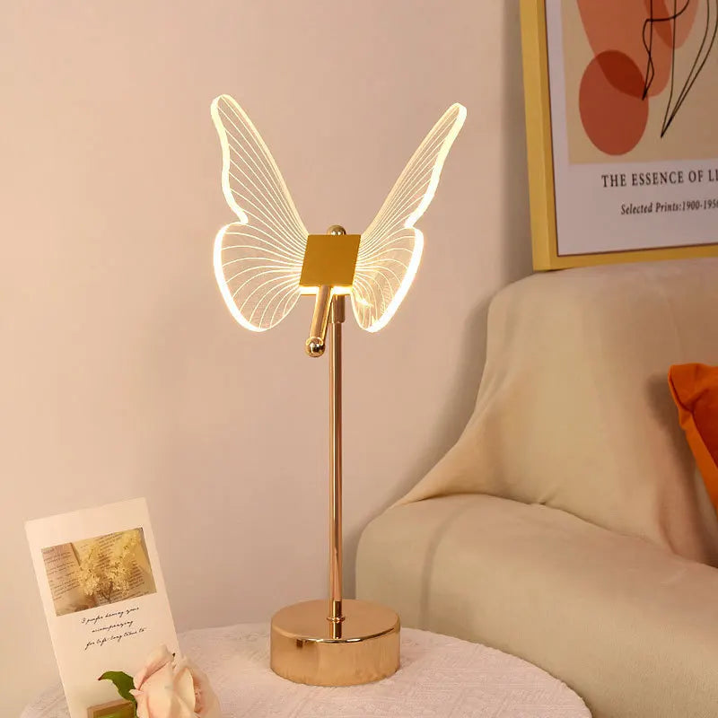 Butterfly LED Bordlampe i Retro Design - Dekorativ Skrivebordslampe for Stue, Soverom & Kontor | Luvikno