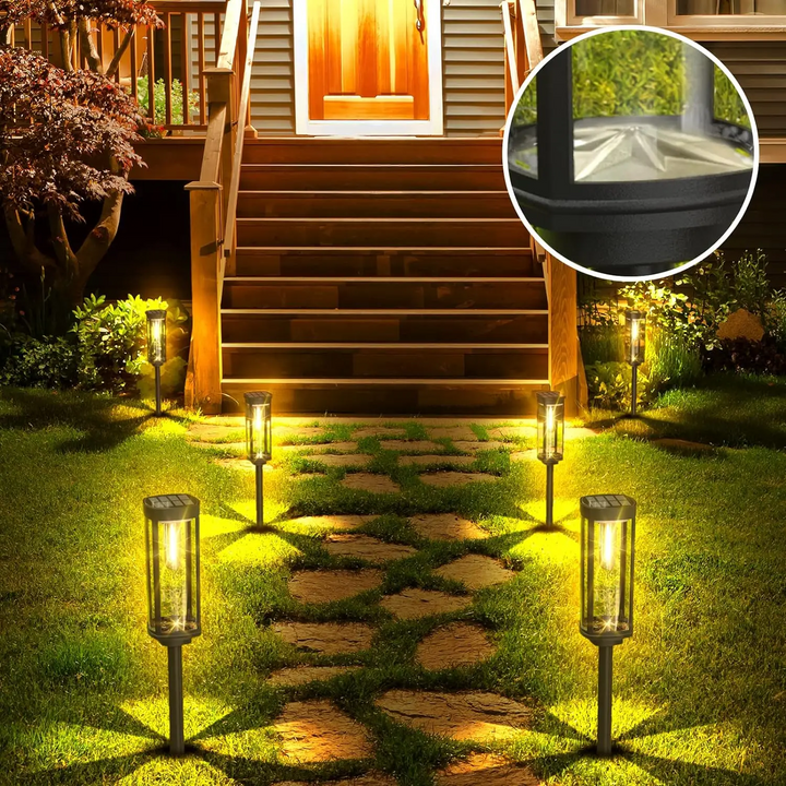 Solart hage lampe med varmt LED lys – Værbestandig aluminiumdesign | Luvikno