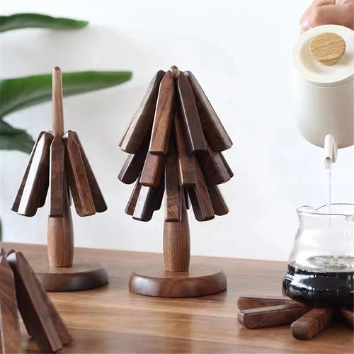 Luvikno | Valnøtt Coaster Set - Beskytt overflatene dine med treformede coasters