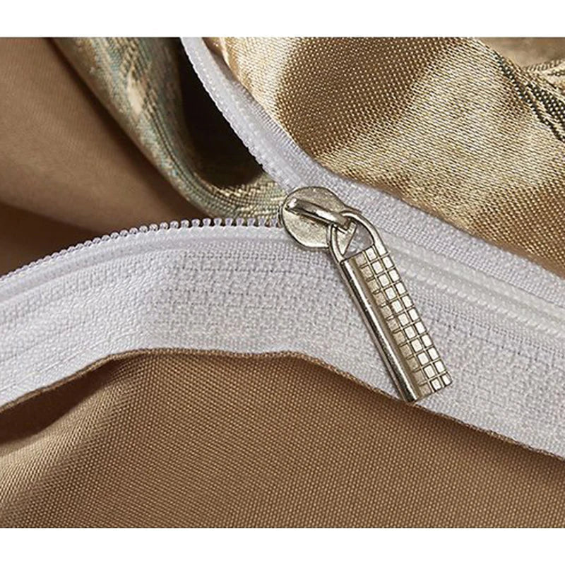 Luvikno | Luksuriøst Satin Rayon Jacquard Dynecover i Gull & Blå
