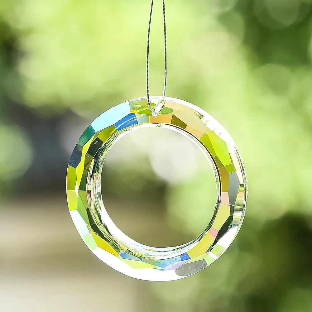 Luvikno | Krystall Solfanger LumiRing 50 | Ø 50 cm | Glassprisme for Vinduer, Hage & Dekor | Regnbuefanger for Lysleker