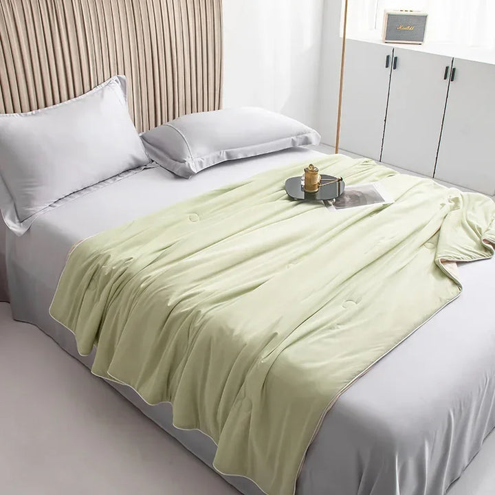 Air Condition Sommer Komforter — Ren Farge Is Silke Kjøleteppe, Lett & Glatt Twin/King Størrelse Quilt | Luvikno