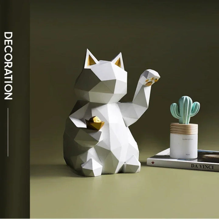 Nordic Minimalisme Geometri Lykke Katt Statuer | Luvikno