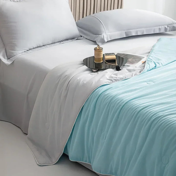 Air Condition Sommer Komforter — Ren Farge Is Silke Kjøleteppe, Lett & Glatt Twin/King Størrelse Quilt | Luvikno