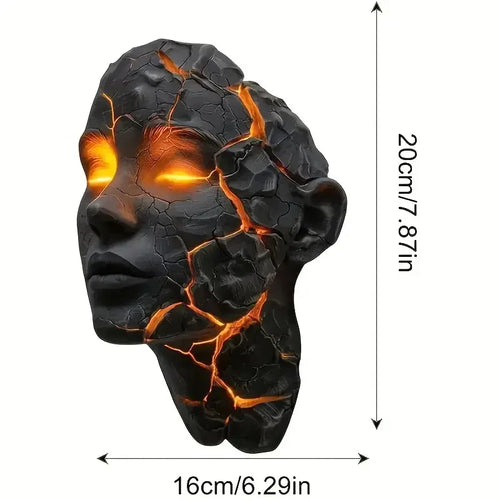 Volcanic Face Lava Crack Veggkunstlampe | Luvikno