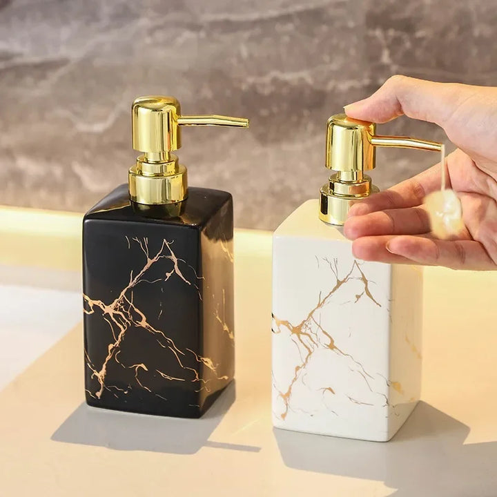 Marmor Keramisk Såpe- og Sjampo Dispenser - Modern Design | Luvikno