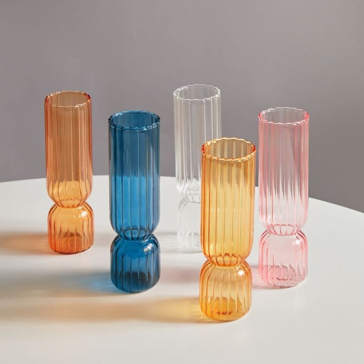 Scallop Cylinder Glass Vase | Luvikno