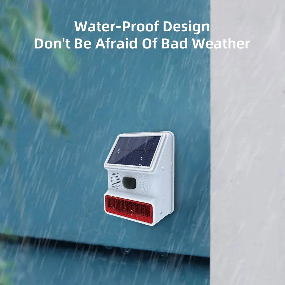 Luvikno | Solar-External Siren Securon 433S | 433 MHz Trådløs Alarmmodul med Lys & Lyd | For GSM/WiFi Alarmsystemer | Solcelledrevet & Værbestandig