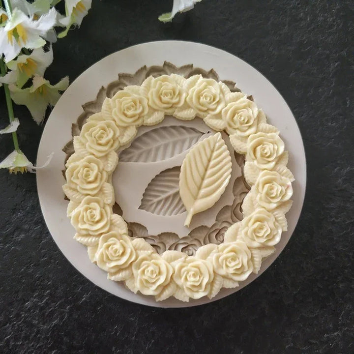 Luvikno | DekoMould Silikonform Rosette & Blader | For Fondant, Sjokolade & Sukkerpasta | Fineste Bake Dekkning & Ramme Design
