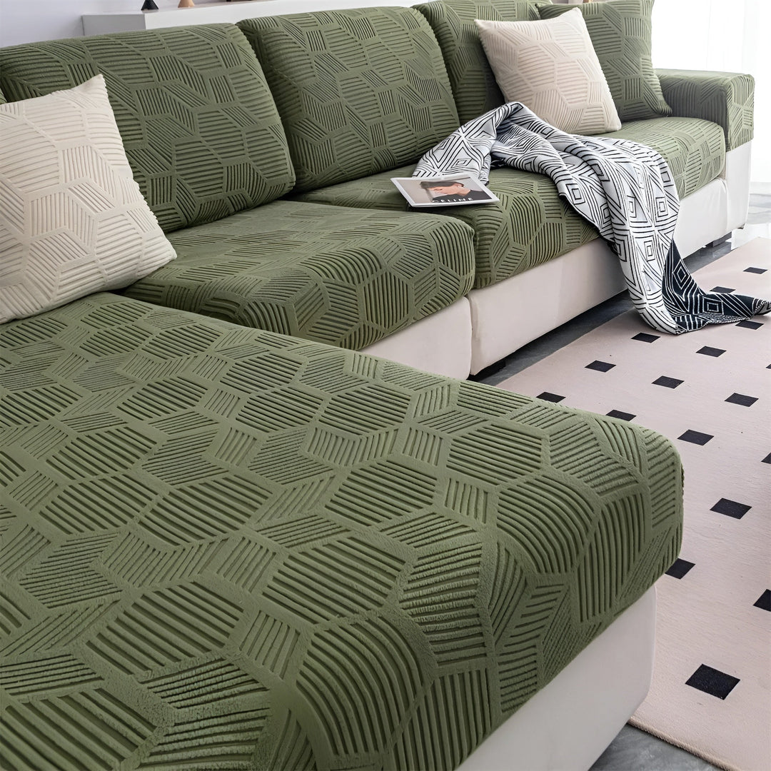 Jacquard Sofa Cover med Geometrisk Mønster – Myk & Katt-vennlig | Perfekt for Beskyttelse og Koselige Oppholdsrom | Luvikno