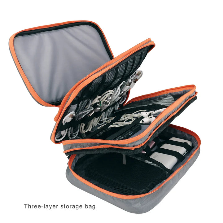 Luvikno | Elektronikk Organisator TECHNIVO LayerPro | 3-Lags Kabelpose | Vanntett & Stor Volum | For iPad, Ladere & Tilbehør