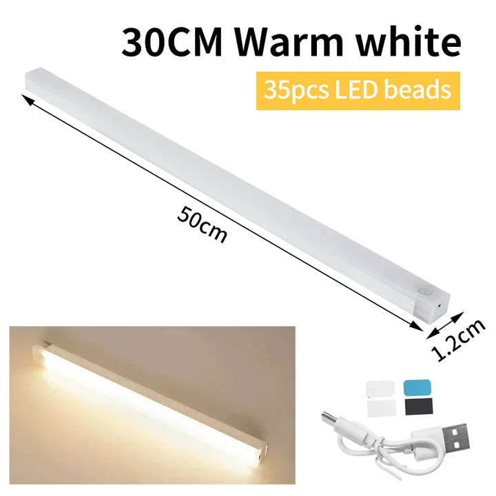 Luvikno | SenseLite Motion LED | Oppladbart sensorl light med magnetfeste | Varme hvit | For skap, seng og gang