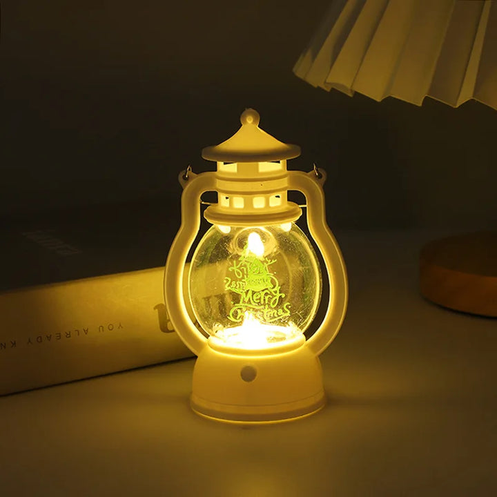 Mini julelampe med LED-belysning - Bærbar dekorativ lantern for festlig dekorasjon, vinter- og julesesong | Luvikno