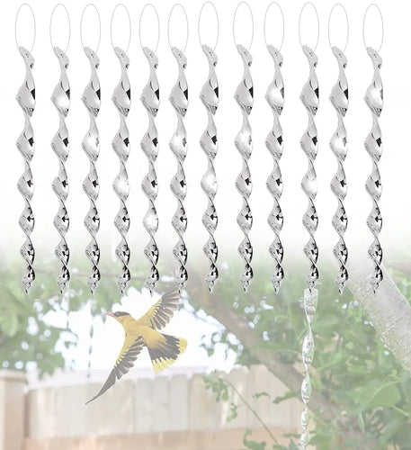 Luvikno | Fugl Skremme Spinner Stenger BirdGuard Reflekter 12-Pieces Sett | 30 cm | Reflekterende Hagedekorasjon | Skremmer Vekk Fugler & Beskytter Frukt, Grønnsaker & Bed.