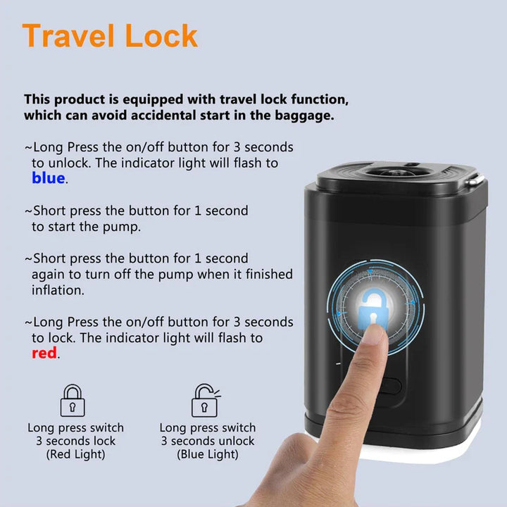 Luvikno | AirBreezy Mini Luftpumpe | Ultra Kompakt & USB-C Oppladbar | 5 Dyser | 200L/min Effekt