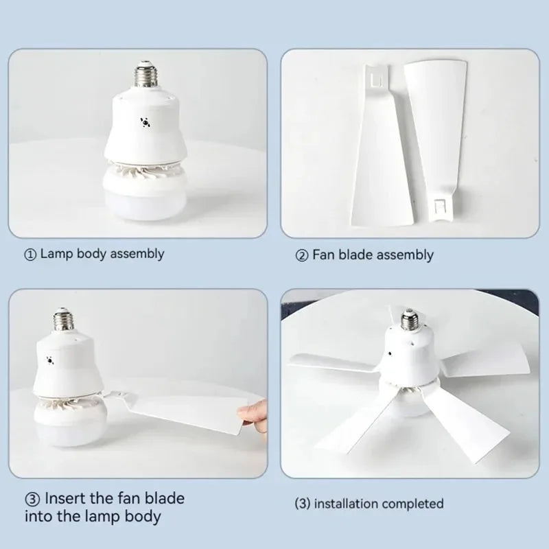30W E27 Takvifte Lys med Fjernkontroll - LED Dimming Funksjon, Intelligent Stille Vifte for Soverom & Stue | Luvikno