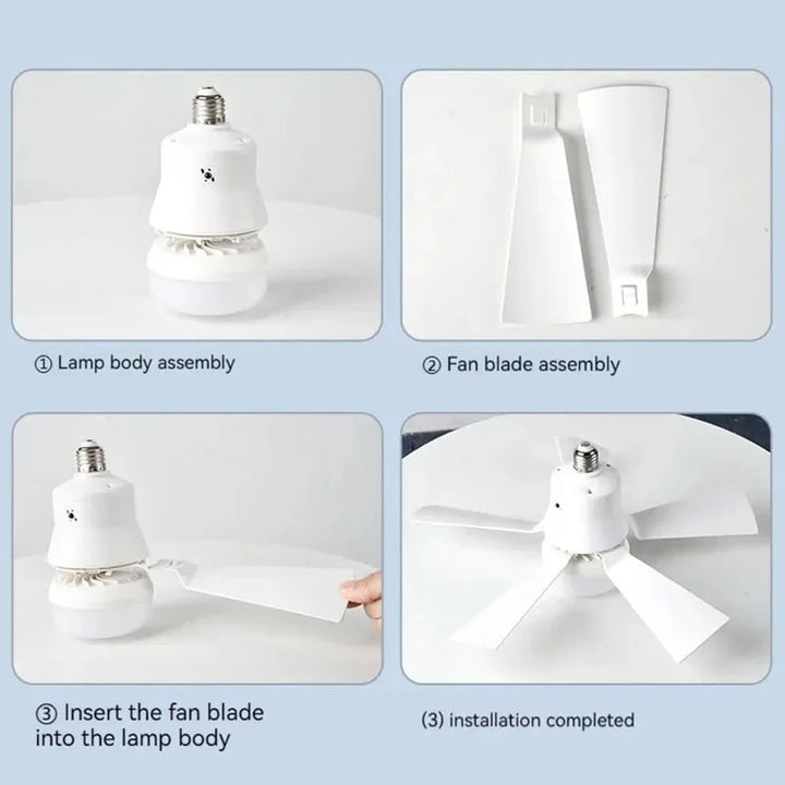 30W E27 Takvifte Lys med Fjernkontroll - LED Dimming Funksjon, Intelligent Stille Vifte for Soverom & Stue | Luvikno