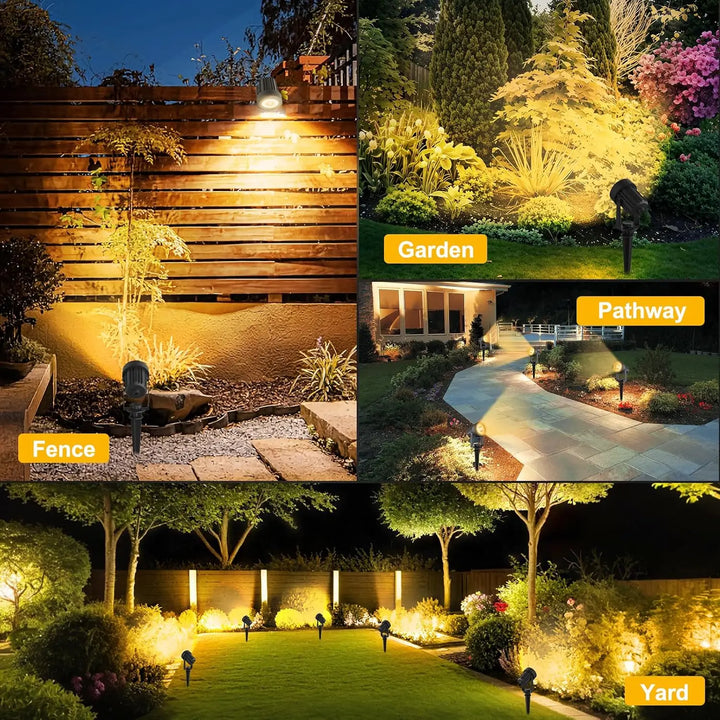 Luvikno | Solar Garden Spotlight LumiGlow DuoColor | 3000K/6000K Varm og Kald Hvit | IP65 Vanntett | Automatisk Skumringssensor