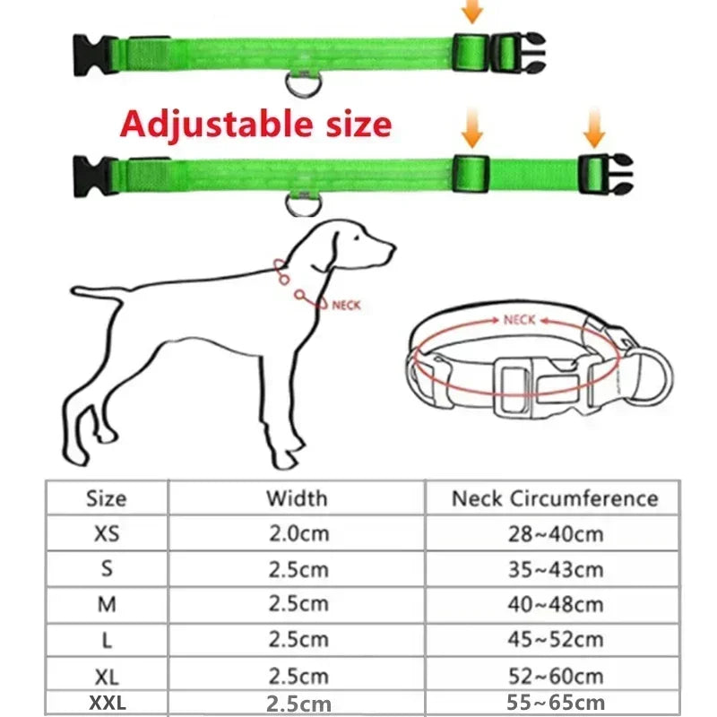Luvikno | LUXPETS GlowSafe LED Hundekrage | Belyst & Oppladbar | Justerbar & Vanntett | Antitap på Natt