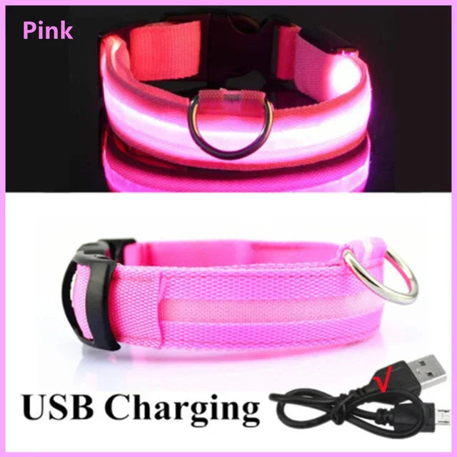 Luvikno | LUXPETS GlowSafe LED Hundekrage | Belyst & Oppladbar | Justerbar & Vanntett | Antitap på Natt