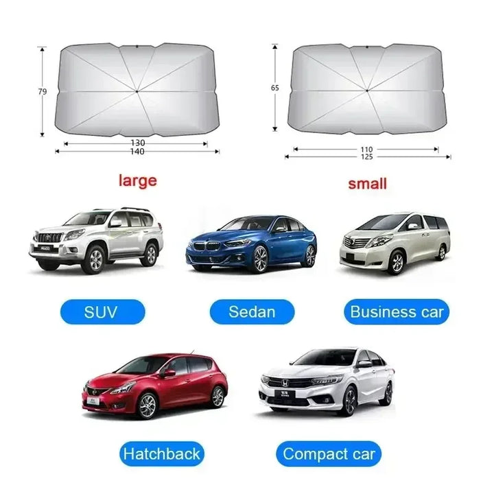 Luvikno | Auto Solskjerm SunFold | UV Beskyttelse & Varmebeskyttelse | Kompakt & Sammenleggbar | For SUV & Hatchback