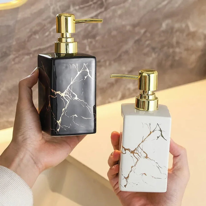 Marmor Keramisk Såpe- og Sjampo Dispenser - Modern Design | Luvikno
