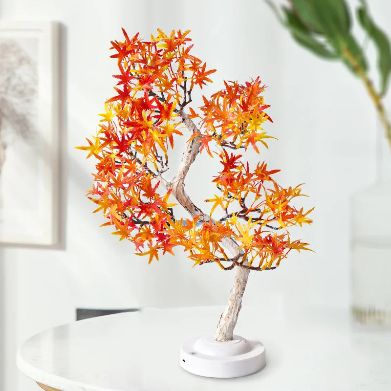 LED Maple Leaf Bonsai Tree Night Light – Dekorativ Bordlampe for Stue og Soverom | Luvikno