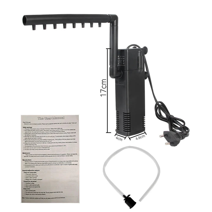 Luvikno | AquaThero Vannfilterpumpe for Akvarier | Nedsenkbar Pumpe med Filter & Oksygentilførsel | For Søt- & Saltvann | EU Plugg