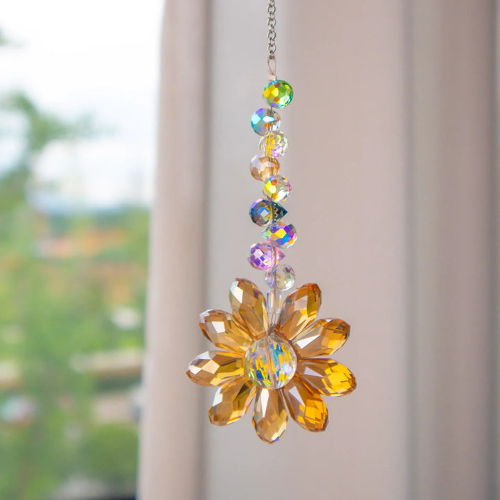 Luvikno | Krystall Solfanger LumiMargarita | K9 Daisy Rainbow Catcher | Vindus- og Hagedekor | 32 cm | Gaveidé til Hjemmet