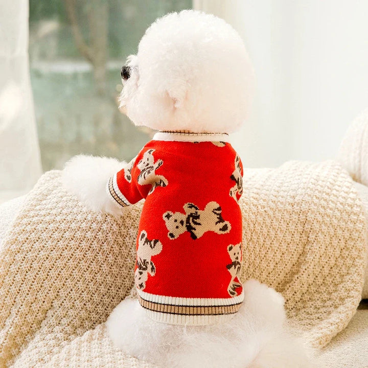 Hundekardigan laget av strikket varmt og stripet Luvikno