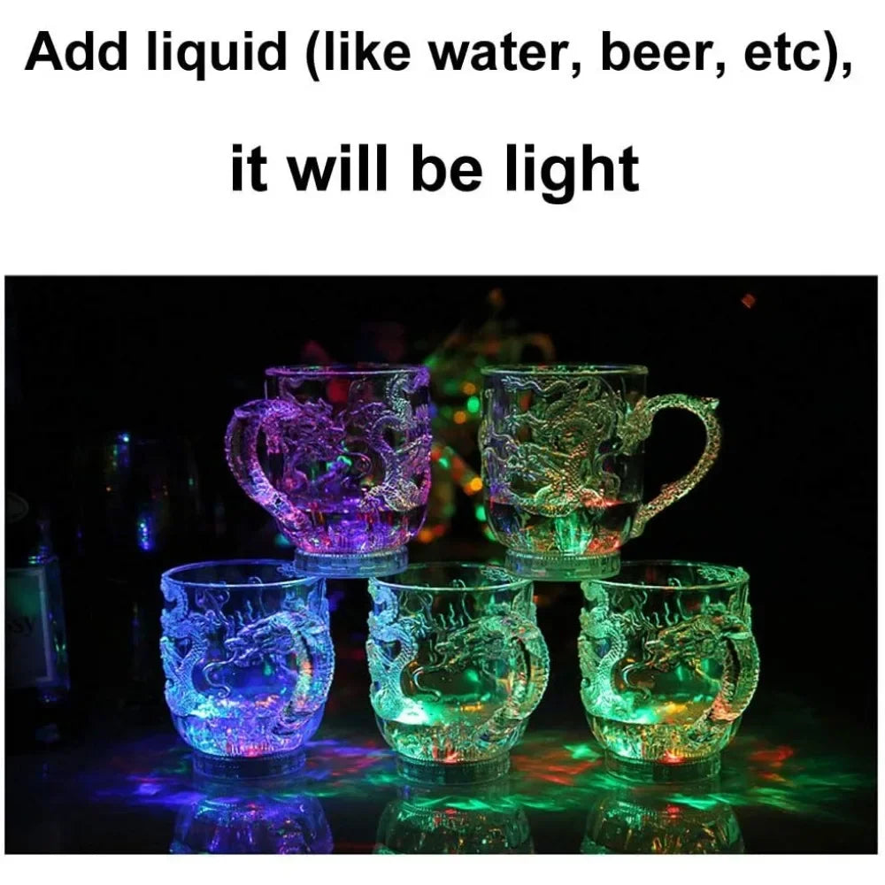 Luvikno | 1 stykke fargeforandrende luminescerende LED dragekrus vannaktiverte lys øl kaffe melk te vin whiskey bar kopp reise kreativ gave