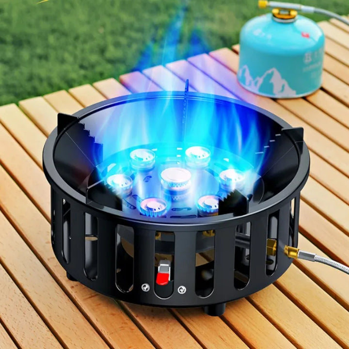 Luvikno | 7-Kjerners Bærbar Camping Gasskomfyr med Elektronisk Tenn – Kael