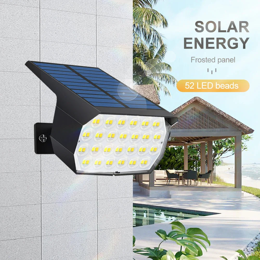 Luvikno | Solar-Spotlight LumiYard 92LED | 2-farget hagebelysning (Varm-/Kald hvit) | IP65 vanntett & automatisk skumringssensor